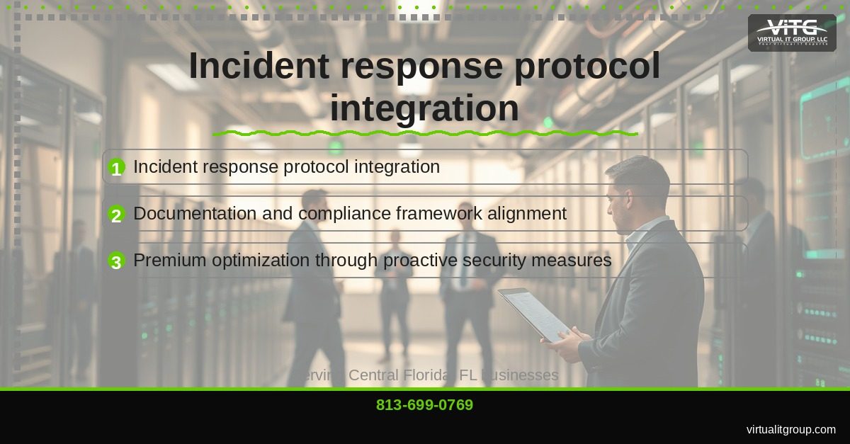 Central Florida business owner reviewing cyber insurance policy with MSP consultant